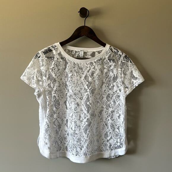 BAR III WOMEN’S BURNOUT SNAKE PRINT TEE WHITE SIZE MEDIUM - Picture 1 of 7